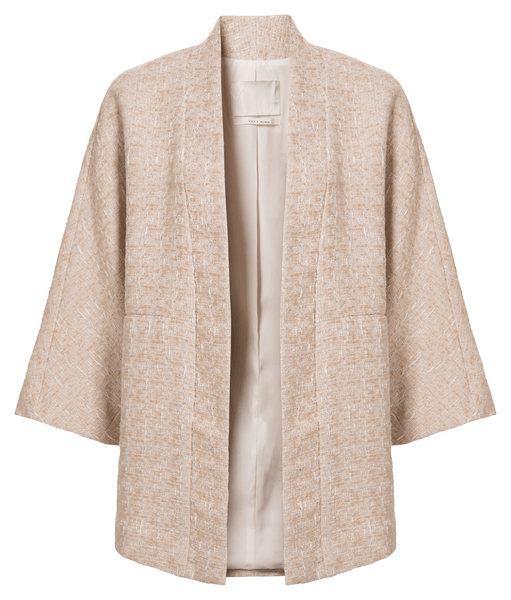 YAYA - Fog Sand Dessin Boucle Cotton Blend Kimono Jacket – Energy ...