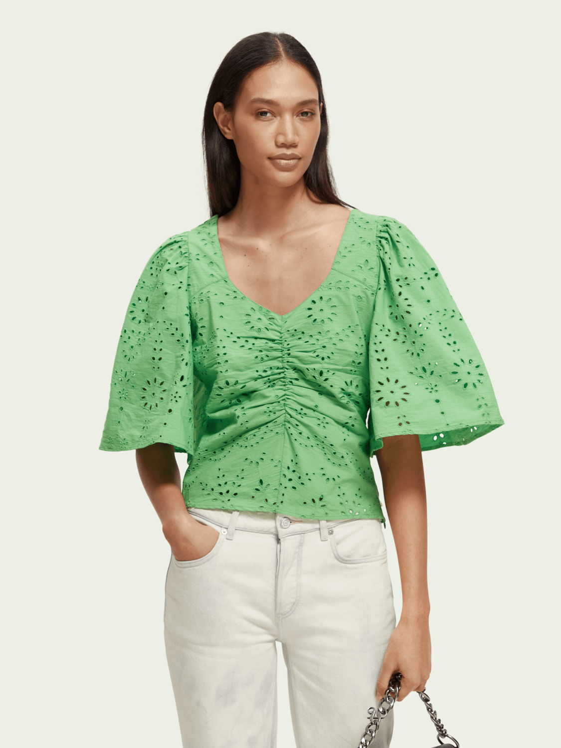 SCOTCH & SODA - Bright Parakeet Ruched Sleeve Top – Energy Clothing ...