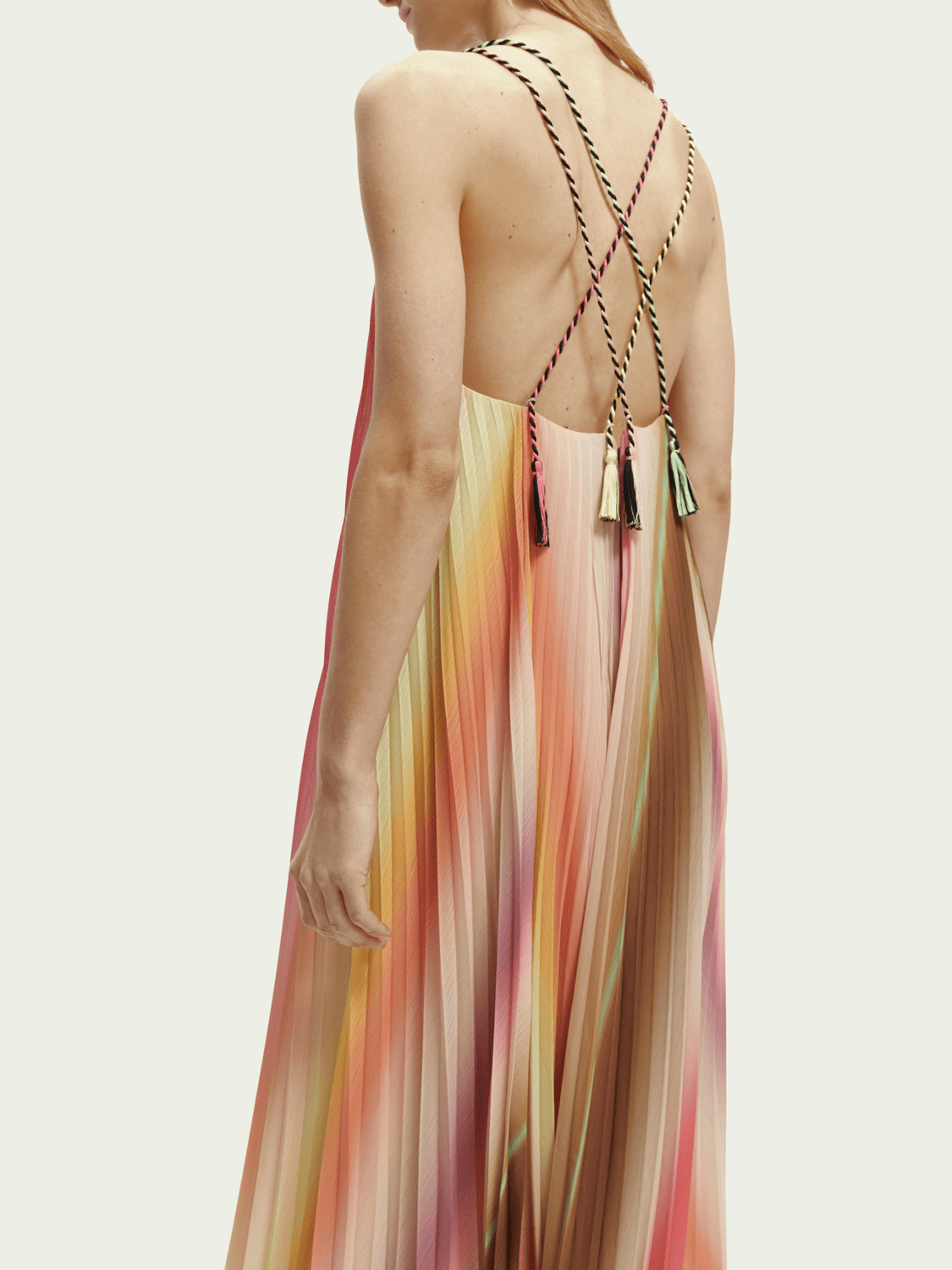 SCOTCH SODA Rainbow Ombre Pleated Tank Top Dress