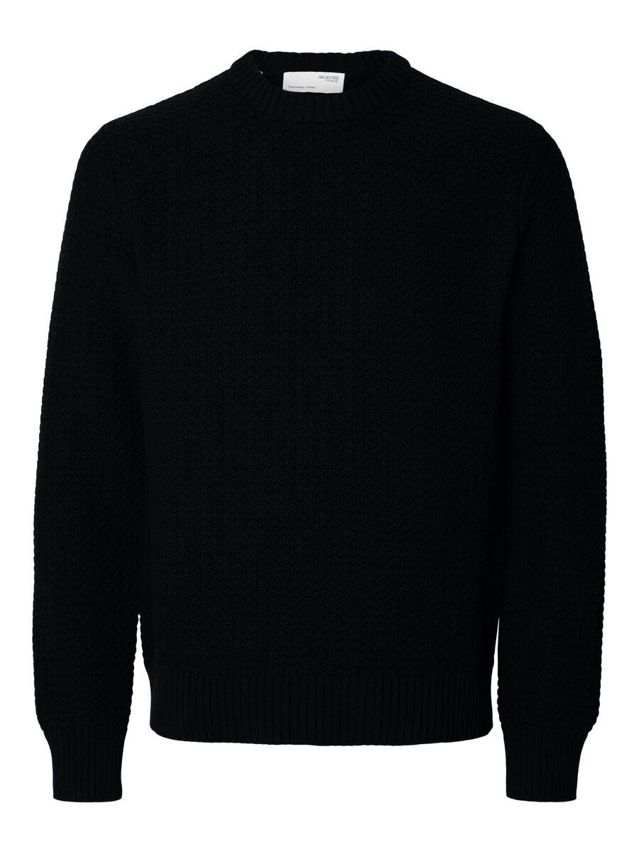 SELECTED HOMME - Black Thim Long Sleeve Knit Structure Crew Neck ...