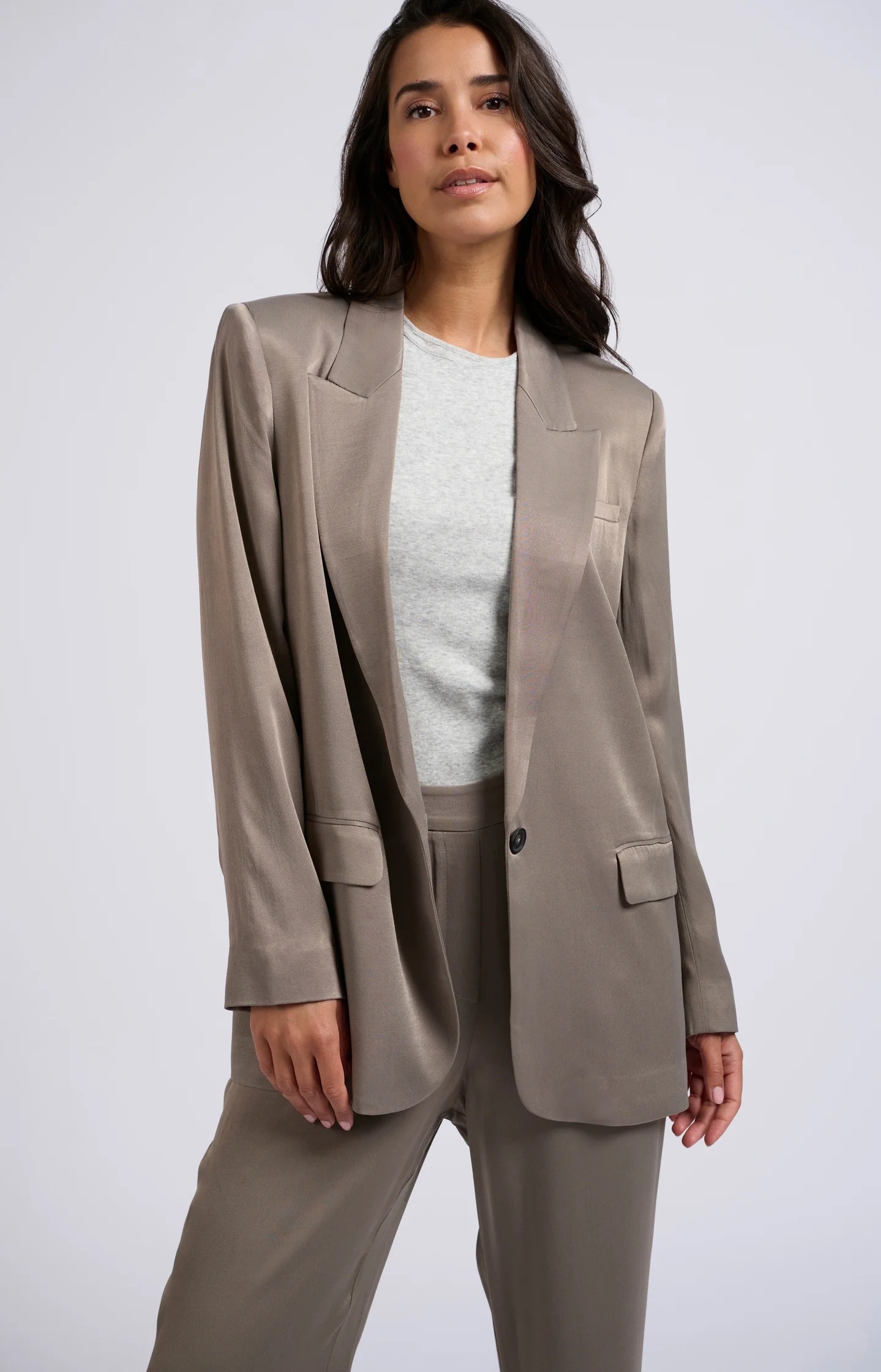 Grey satin blazer outlet