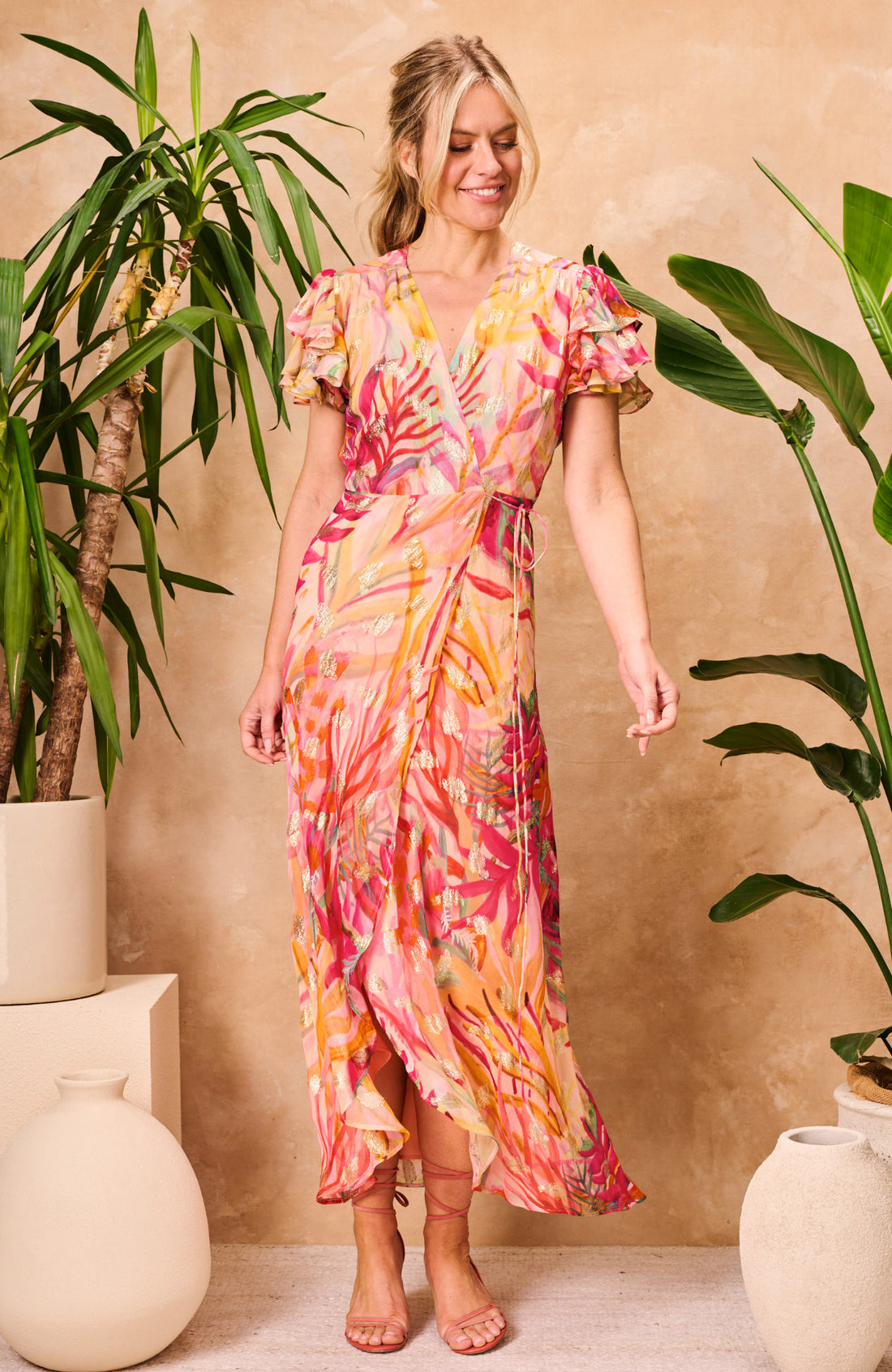 The_Ulla_Feather_Lurex_Frill_Sleeve_Wrap_Dress_with_Tie_Waist_4