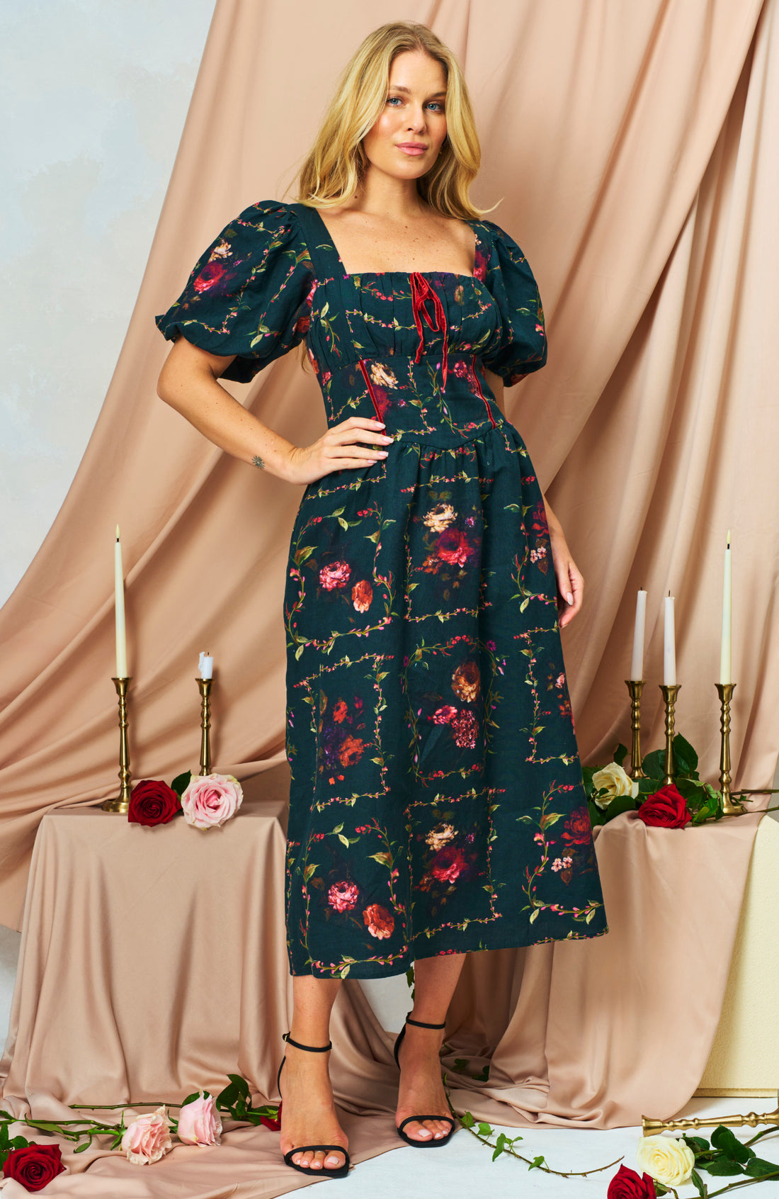 The_Halle_Puff_Square_Neck_Midi_Dress_with_Front_Bow_1