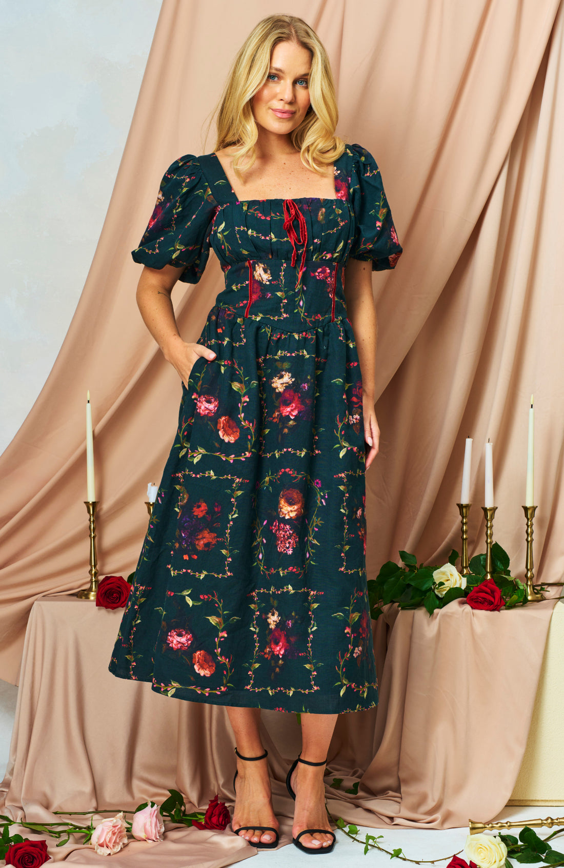 The_Halle_Puff_Square_Neck_Midi_Dress_with_Front_Bow_3