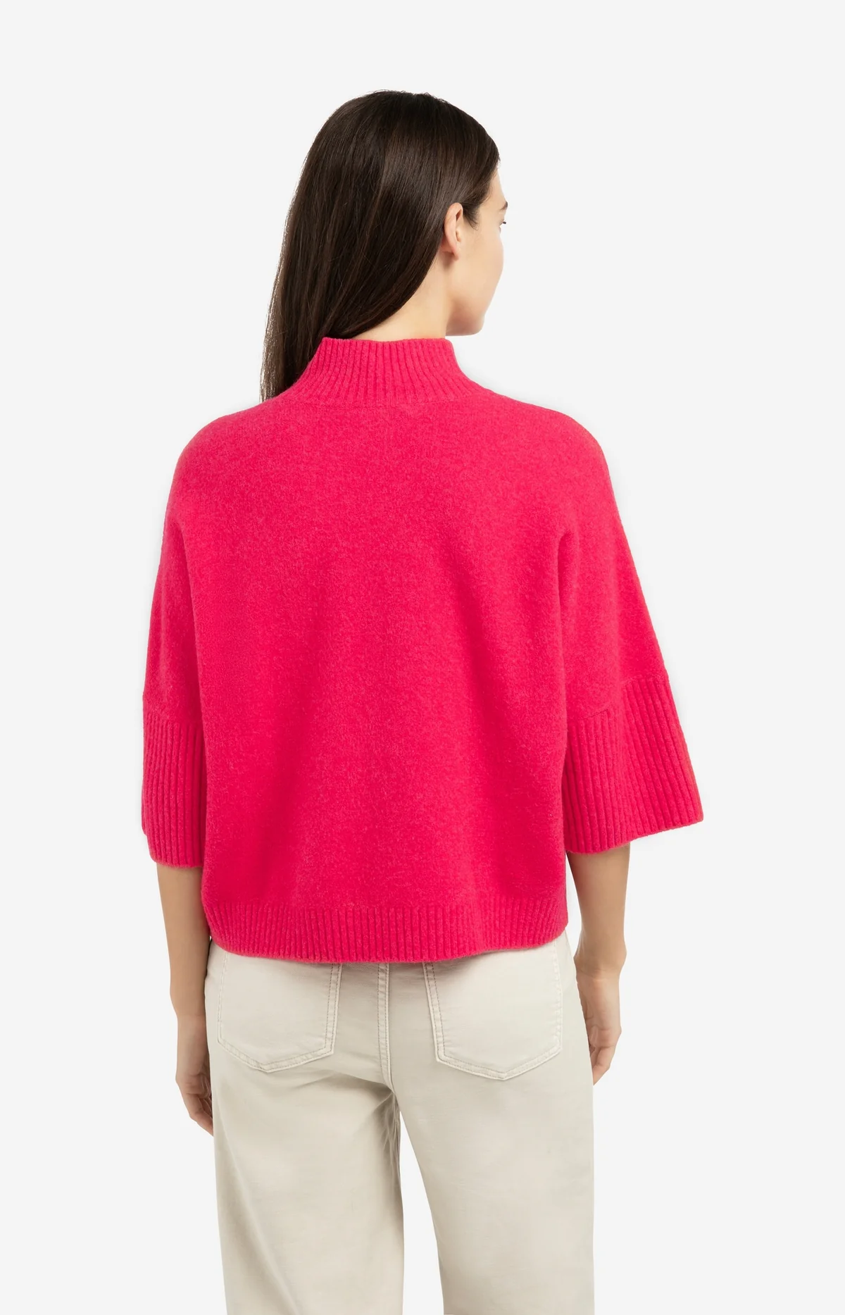 sweater-with-ribbed-three-quarter-sleeves-and-mock-neck sweater-with-ribbed-three-quarter-sleeves-and-mock-neck